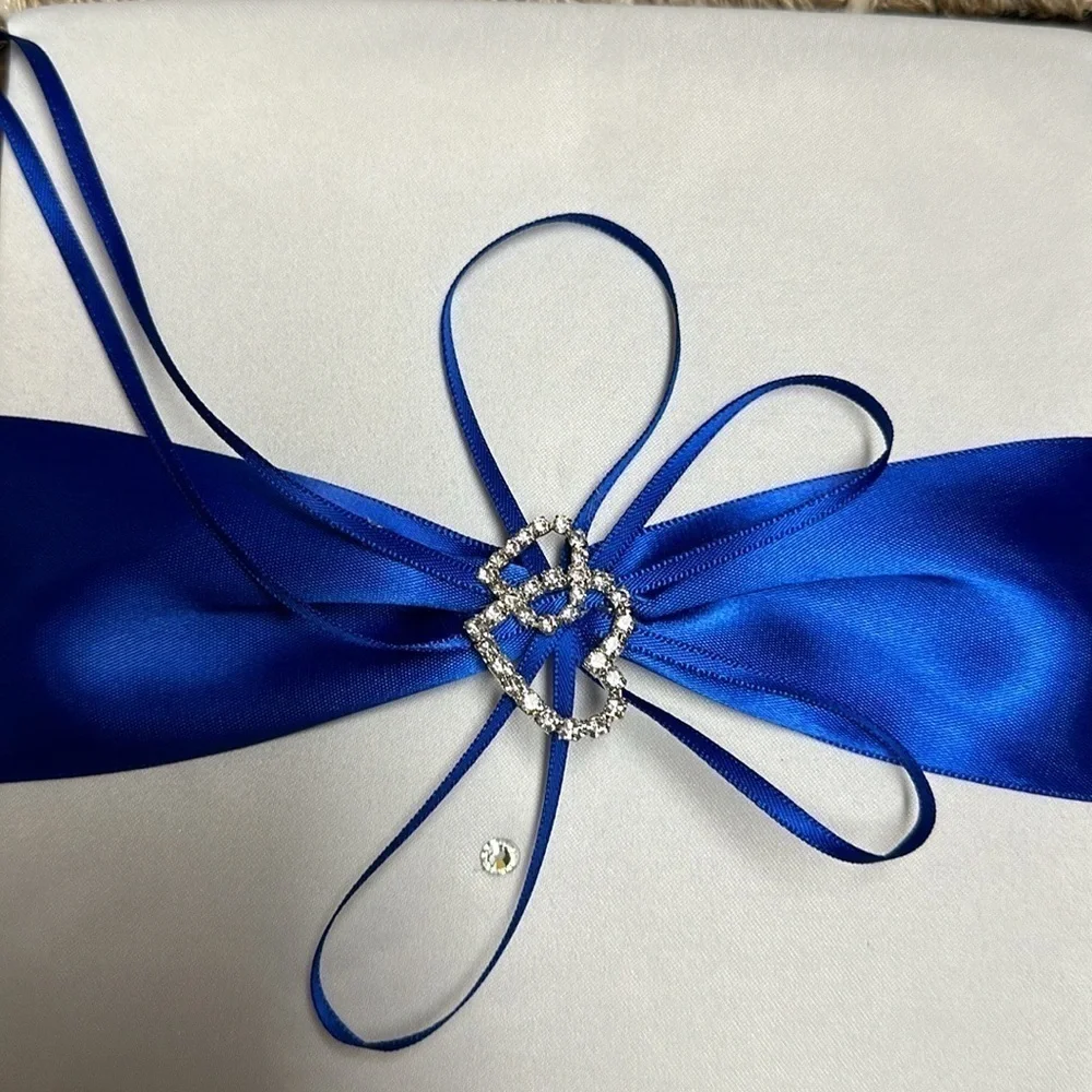 Wedding guest signature book with matching pen set new royal blue